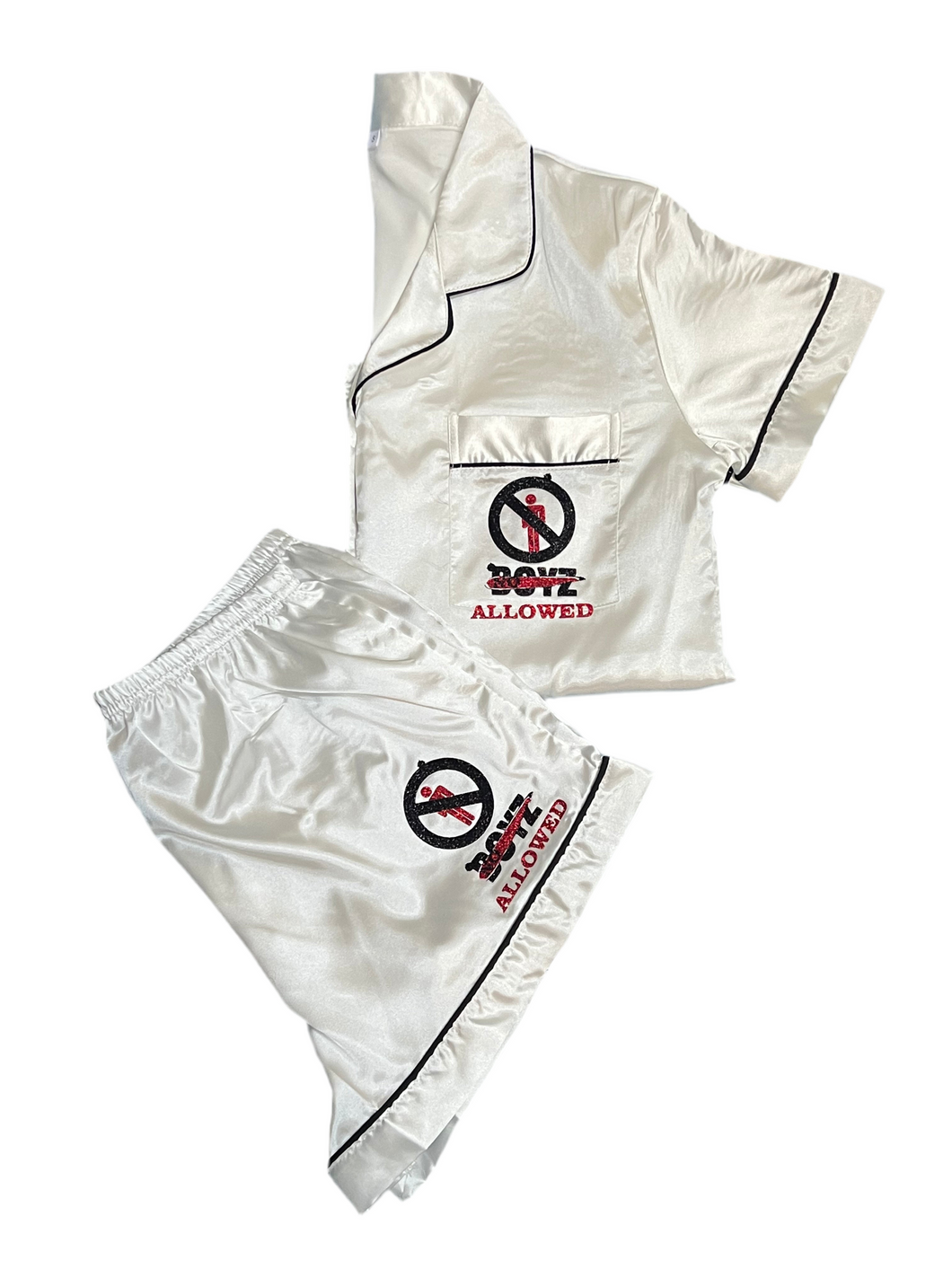 White Satin Pajama Set